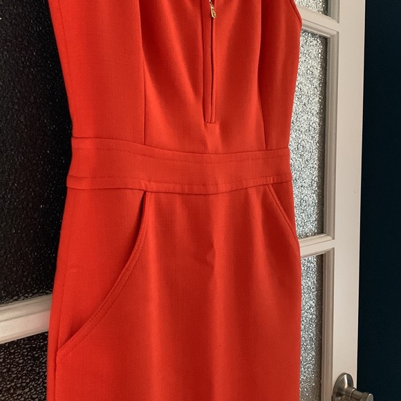 TORI BURCH Orange Fitted Sleeveless Midi Dress (0) - Picture 4 of 8